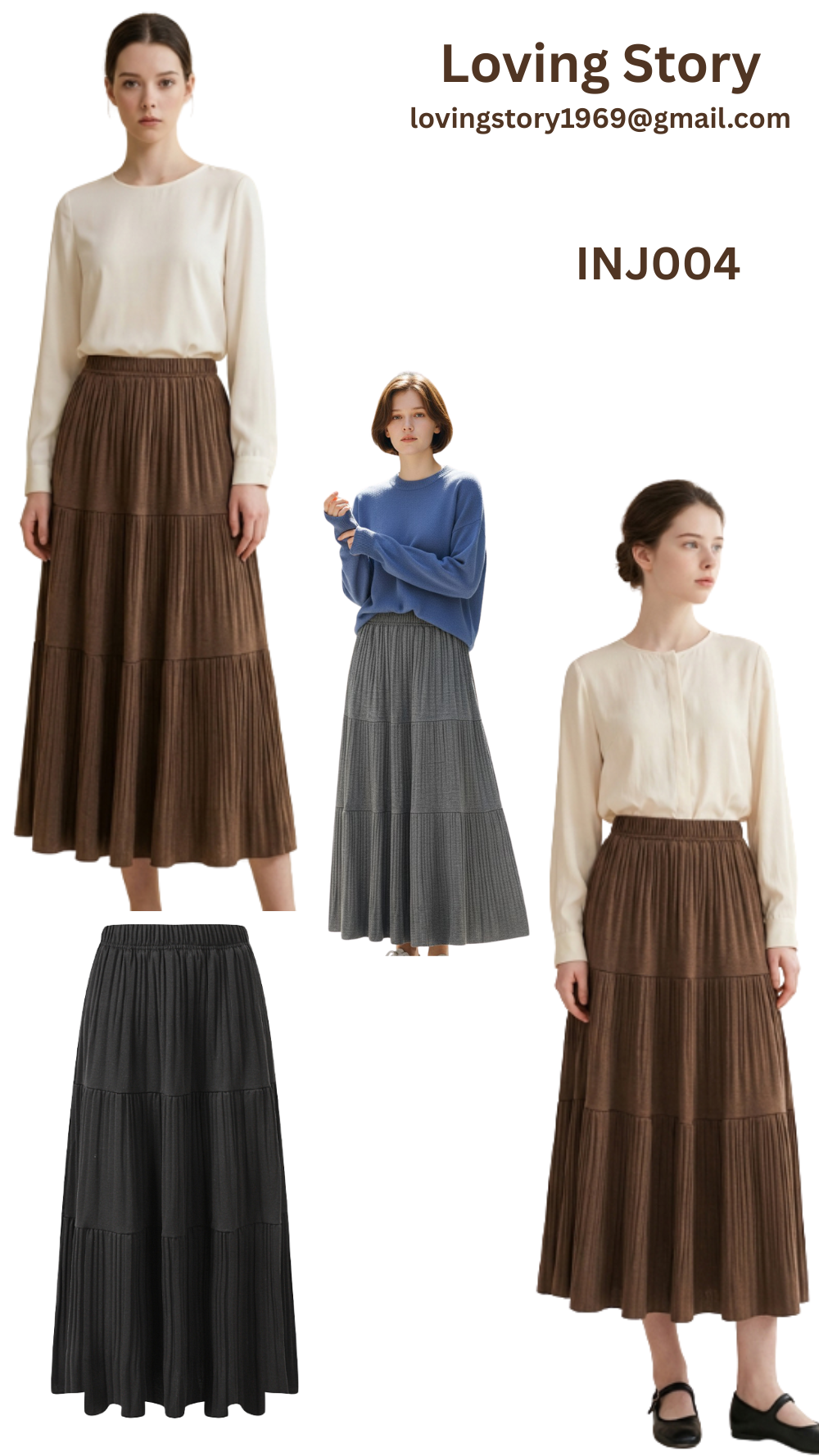 INJ004 Tiered Maxi Skirt